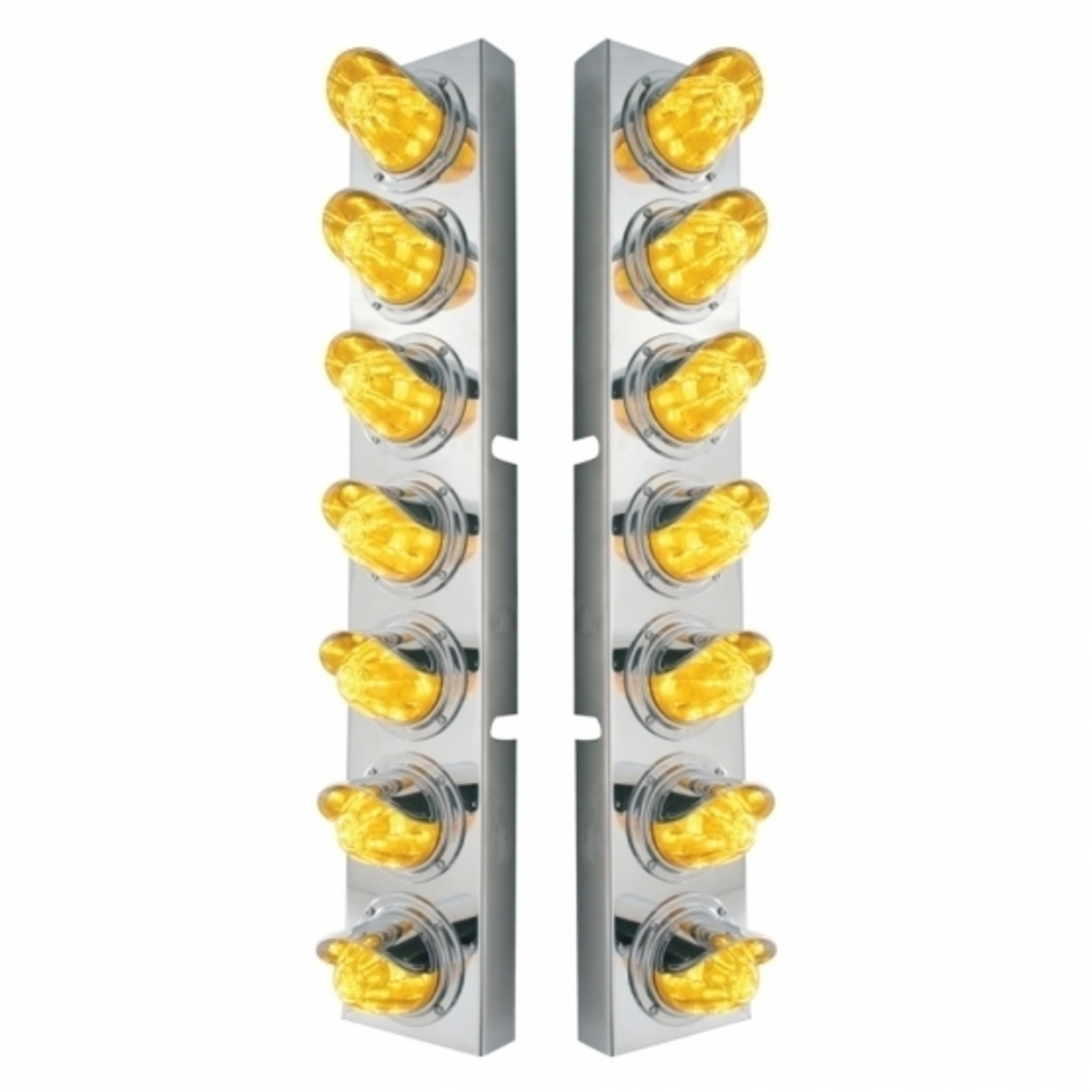 SS Front Air Cleaner Brkt With 14X 11 Amber LED Watermelon Light & Visor Bezel For KW Trucks-Amber Lens