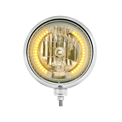 Black Guide 682-C Style Headlight H4 Bulb With 34 Amber LED
