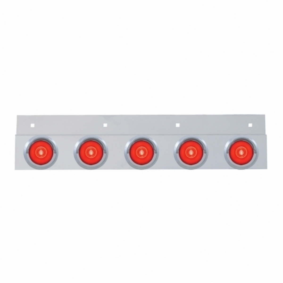Stainless Top Mud Flap Bracket With 5X 6 LED 2" GloLight & Visors - Red LED/Red Lens (Each)