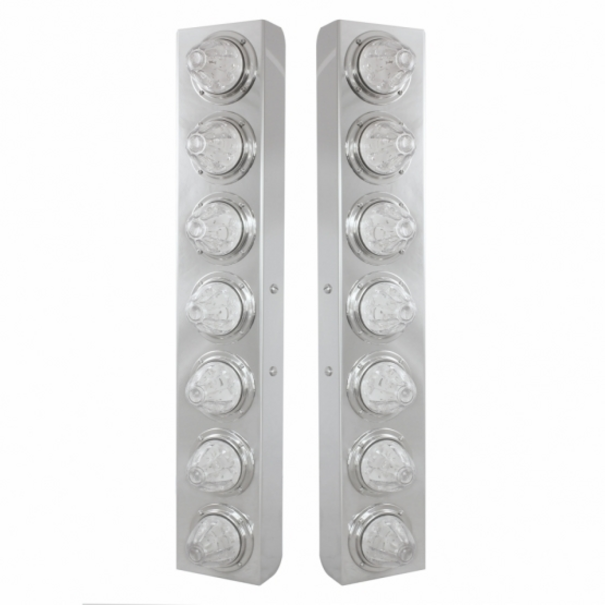 SS Front Air Cleaner Bracket With 14X 11 Amber LED Watermelon Lights & Bezel For KW Trucks -Clear Lens