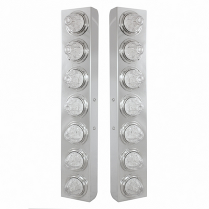 SS Front Air Cleaner Bracket With 14X 11 Amber LED Watermelon Lights & Bezel For KW Trucks -Clear Lens