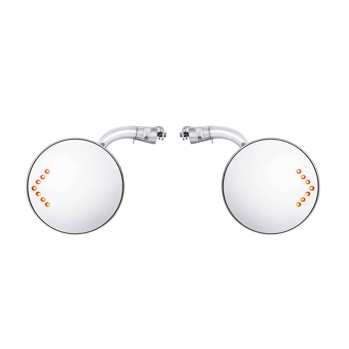 4" Curved Arm Peep Mirror Bundle With Convex Mirror Glass & LED Turn Signal (Pair)