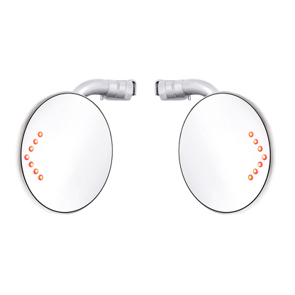 4" Curved Arm Peep Mirror Bundle With Convex Mirror Glass & LED Turn Signal (Pair)