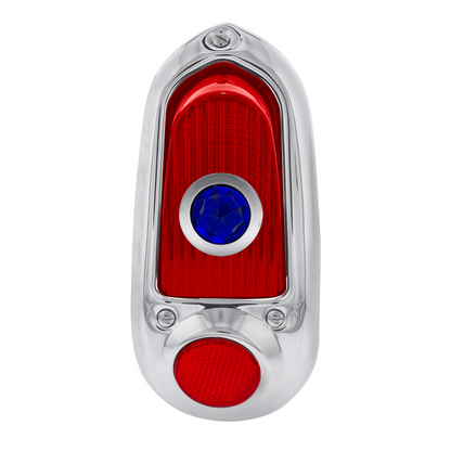Tail Light Assembly With Stainless Steel Housing & Blue Dot For 1949-50 Chevy Passenger Car - L/H and R/H (2pcs)