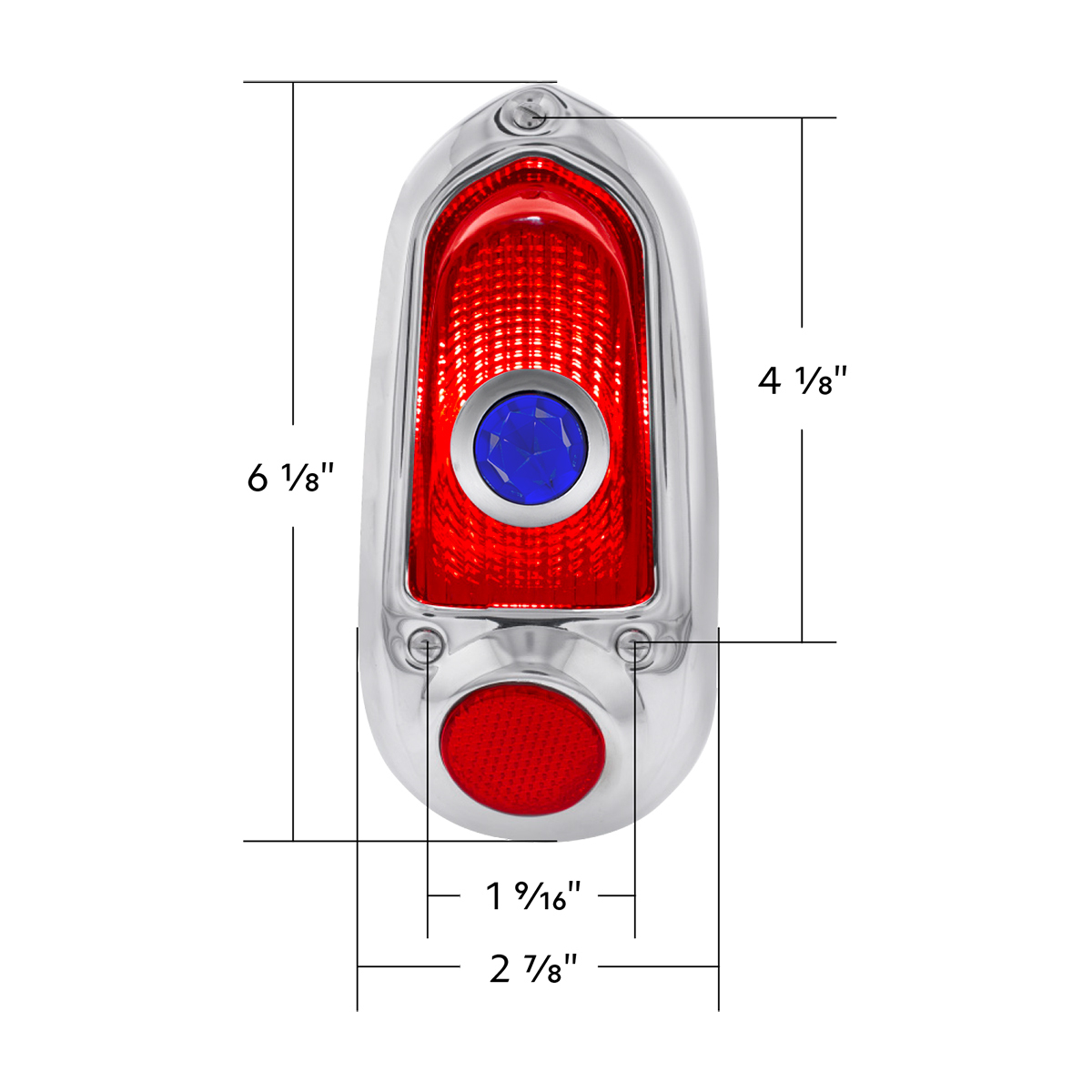 Tail Light Assembly With Stainless Steel Housing & Blue Dot For 1949-50 Chevy Passenger Car - L/H and R/H (2pcs)