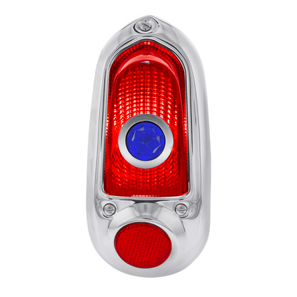Tail Light Assembly With Stainless Steel Housing & Blue Dot For 1949-50 Chevy Passenger Car - L/H and R/H (2pcs)