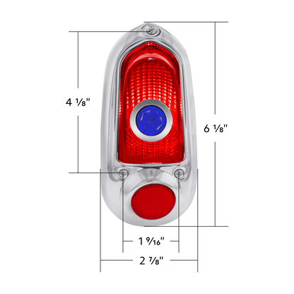 Tail Light Assembly With Stainless Steel Housing & Blue Dot For 1949-50 Chevy Passenger Car - L/H and R/H (2pcs)