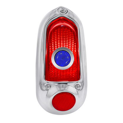 Tail Light Assembly With Stainless Steel Housing & Blue Dot For 1949-50 Chevy Passenger Car - L/H and R/H (2pcs)