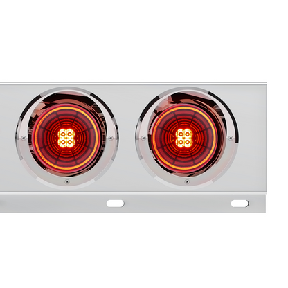 2" Bolt Pattern SS Spring Loaded Bar With 6X 4" 13 LED Abyss Lights & Visors - Red LED/Red Lens (Pair)