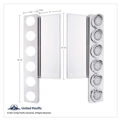 FL SS Front Air Cleaner Bracket With 12X 9 LED 2" Reflector Lights & Visors -Amber LED/Clear Lens