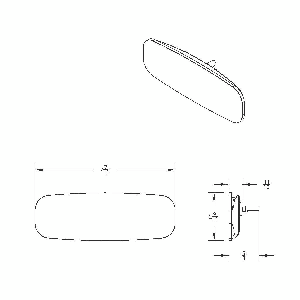 Rear View Mirror, Standard For 1964.5-66 Ford Mustang