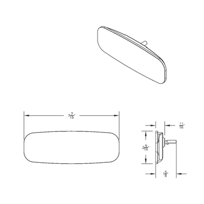 Rear View Mirror, Standard For 1964.5-66 Ford Mustang