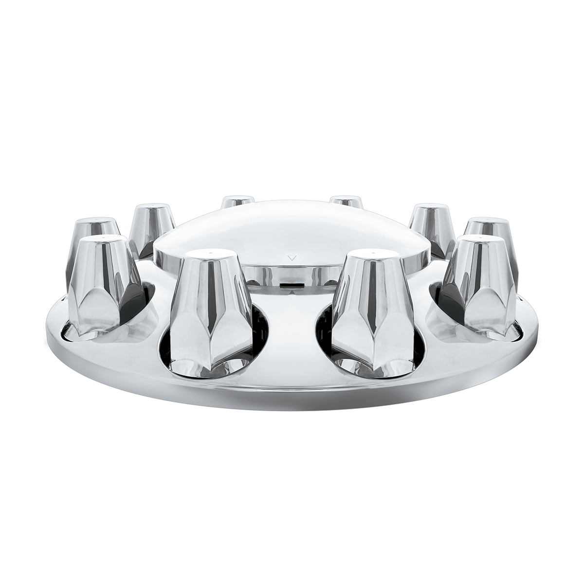 Dome Front Axle Cover With 33mm Standard Style Push-On Nut Covers - Chrome