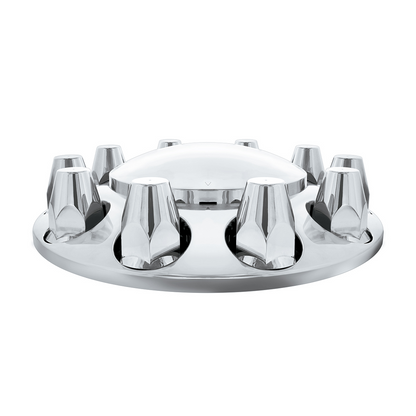 Dome Front Axle Cover With 33mm Standard Style Push-On Nut Covers - Chrome