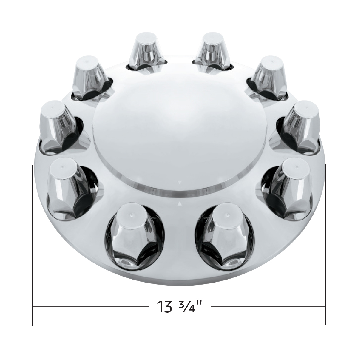 Dome Front Axle Cover With 33mm Standard Style Push-On Nut Covers - Chrome