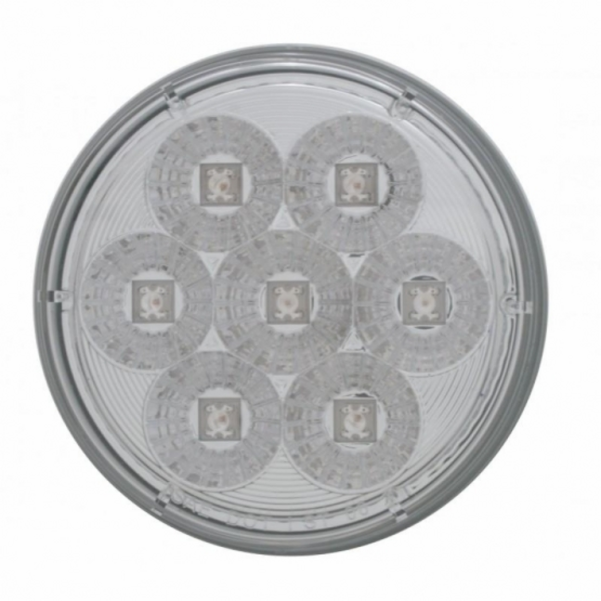 3-3/4" Bolt Pattern SS Spring Loaded Bar With 6X 4" 7 LED Lights & Visors -Red LED/Clear Lens (Pair)