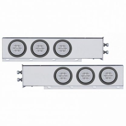 2" Bolt Pattern SS Spring Loaded Bar With 6X 21 LED 4" GloLight -Red LED/Clear Lens (Pair)