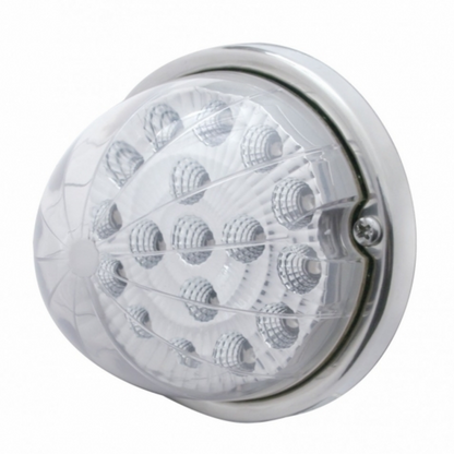 17 LED Watermelon Clear Reflector Flush Mount Kit With Low Profile Bezel - Amber LED/Clear Lens