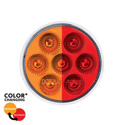 Double Fury 7 LED 2" Round Clearance/Marker Light-Amber & Red LED/Clear Lens