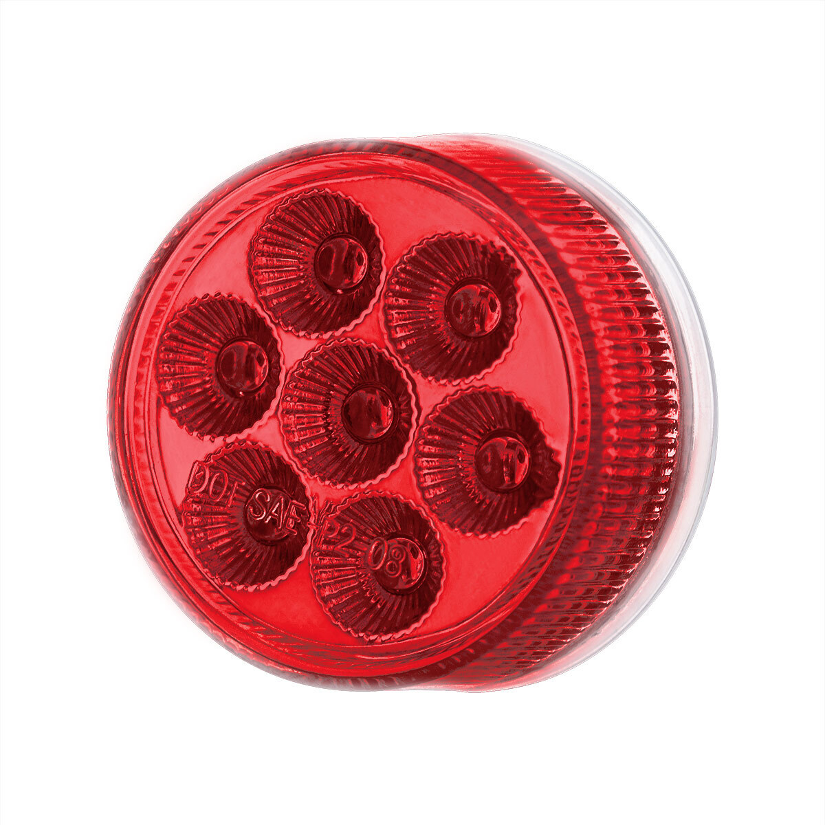 Double Fury 7 LED 2" Round Clearance/Marker Light-Amber & Red LED/Clear Lens