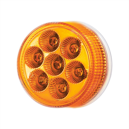 Double Fury 7 LED 2" Round Clearance/Marker Light-Amber & Red LED/Clear Lens