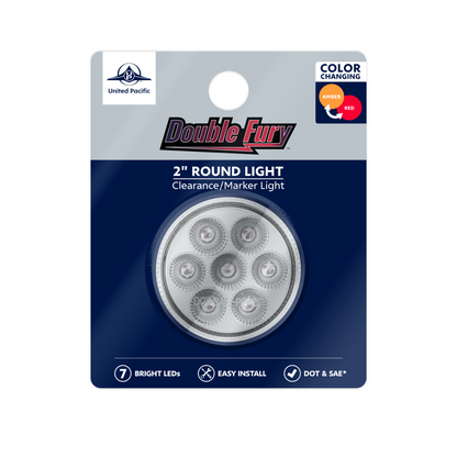 Double Fury 7 LED 2" Round Clearance/Marker Light-Amber & Red LED/Clear Lens