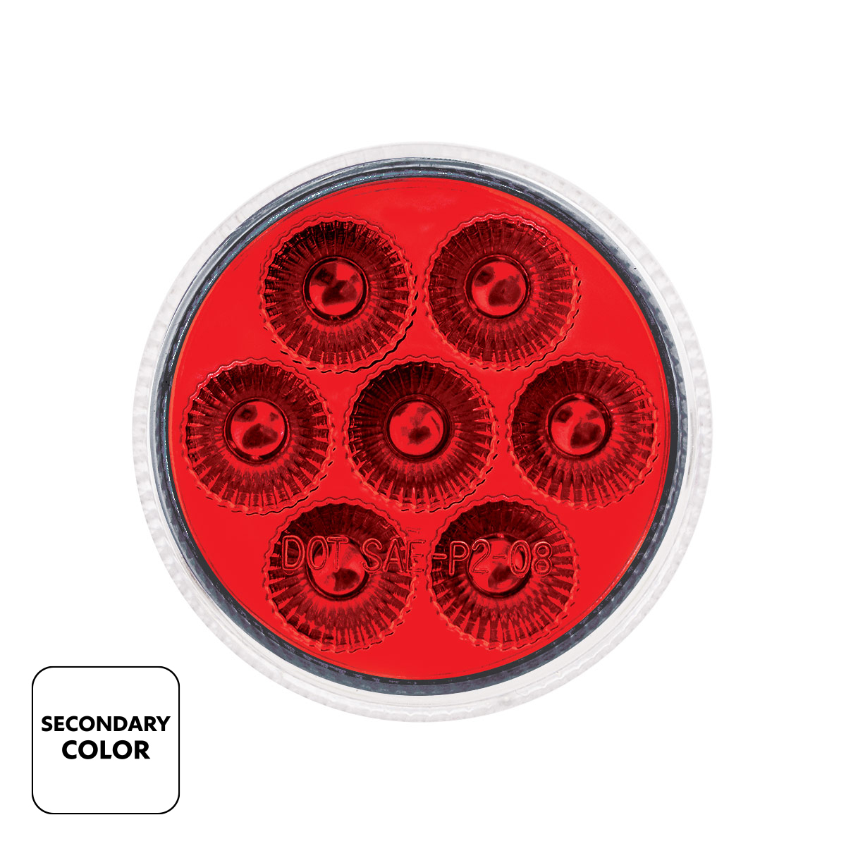 Double Fury 7 LED 2" Round Clearance/Marker Light-Amber & Red LED/Clear Lens