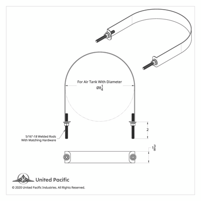 304 Stainless Steel Air Tank Straps For 8-1/4" Round Air Tank (Card of 2)