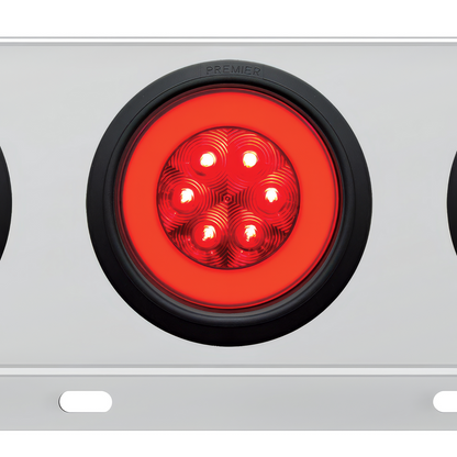 3-3/4" Bolt Pattern Deluxe SS Spring Loaded Bar W/6X 21 Red LED 4" GloLight -Red Lens (Pair)