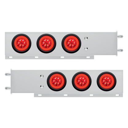 3-3/4" Bolt Pattern Deluxe SS Spring Loaded Bar W/6X 21 Red LED 4" GloLight -Red Lens (Pair)