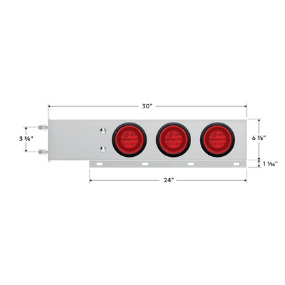 3-3/4" Bolt Pattern Deluxe SS Spring Loaded Bar W/6X 21 Red LED 4" GloLight -Red Lens (Pair)