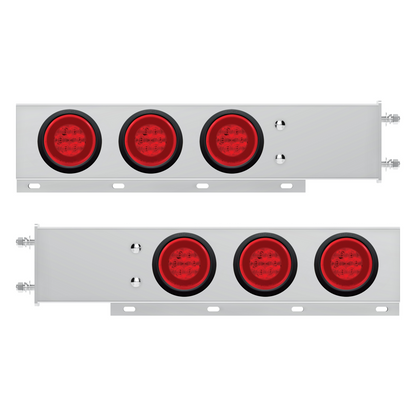 3-3/4" Bolt Pattern Deluxe SS Spring Loaded Bar W/6X 21 Red LED 4" GloLight -Red Lens (Pair)