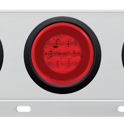 3-3/4" Bolt Pattern Deluxe SS Spring Loaded Bar W/6X 21 Red LED 4" GloLight -Red Lens (Pair)