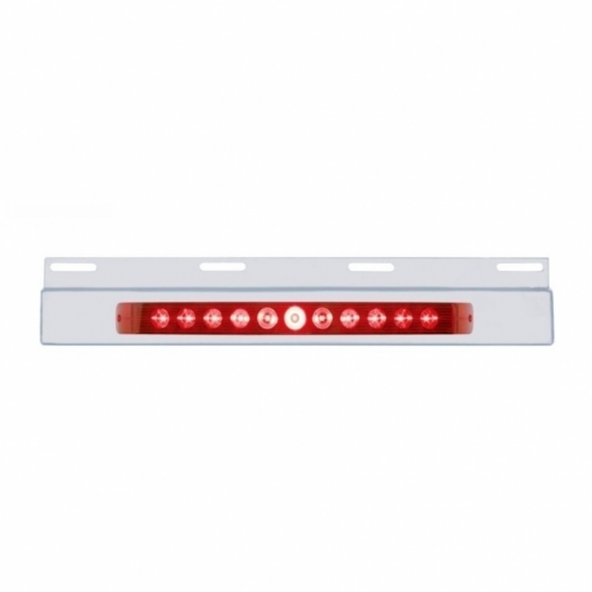 Stainless Top Mud Flap Plate With 11 LED 17" Light Bar - Red LED/Red Lens (Each)