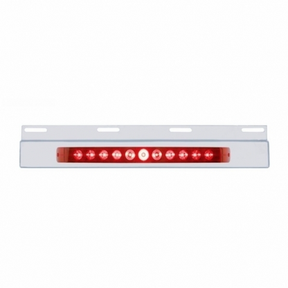 Stainless Top Mud Flap Plate With 11 LED 17" Light Bar - Red LED/Red Lens (Each)
