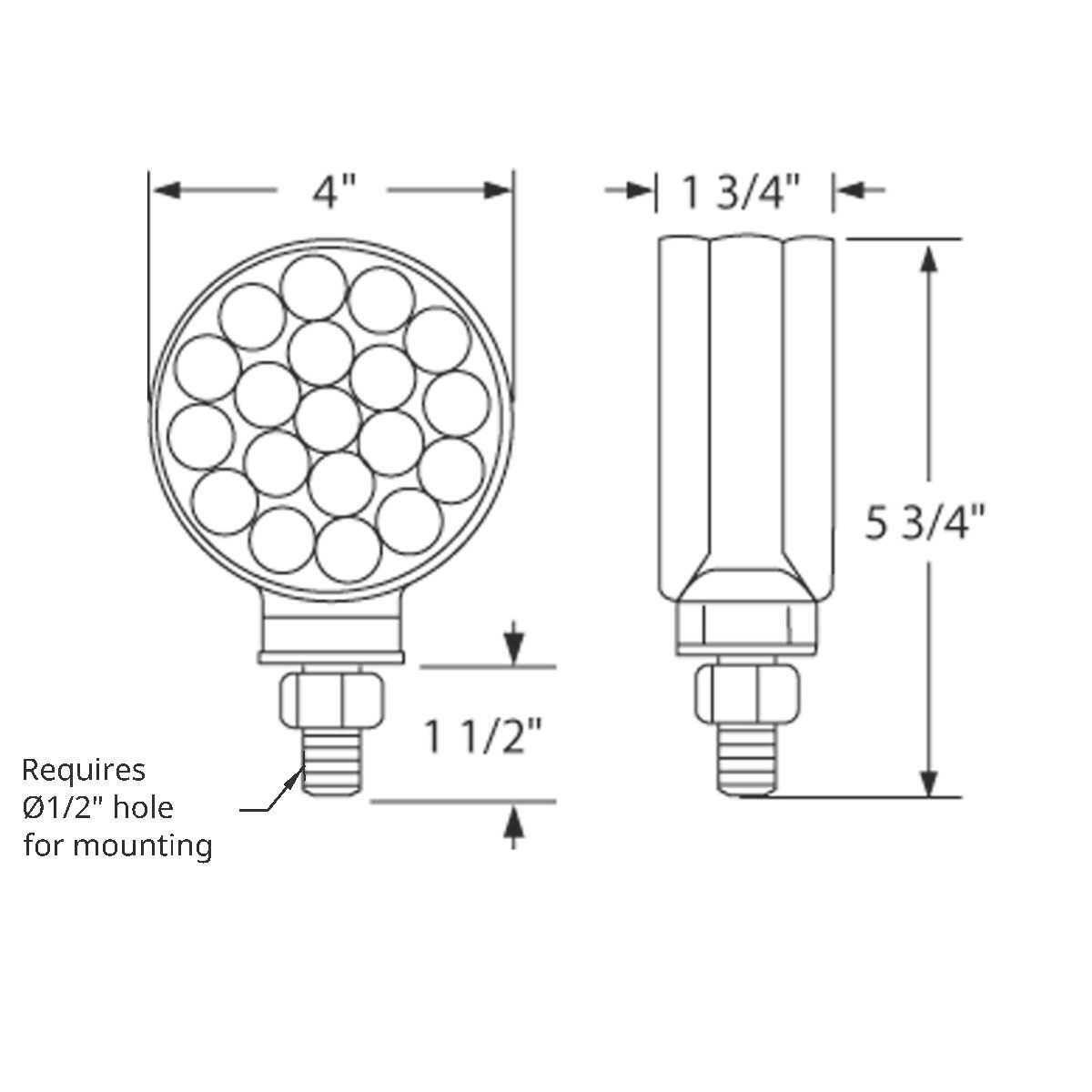 34 LED Single Stud Reflector Double Face Turn Signal Light - Amber & Red LED/Amber & Red Lens