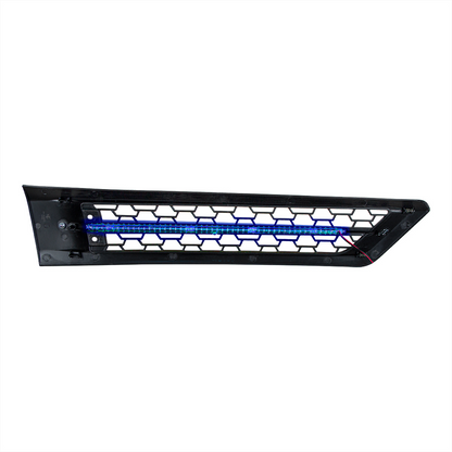 Hood Air Intake Grille With Blue LED For 2018-2024 Freightliner Cascadia 126 - Driver