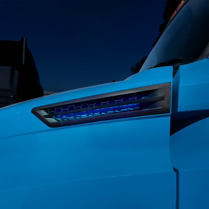 Hood Air Intake Grille With Blue LED For 2018-2024 Freightliner Cascadia 126 - Driver