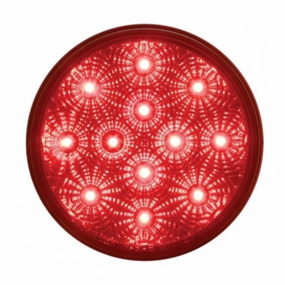 2.5" Bolt Pattern Chrome Spring Loaded Bar W/6X 12 LED 4" Reflector Lights -Red LED & Lens (Pair)