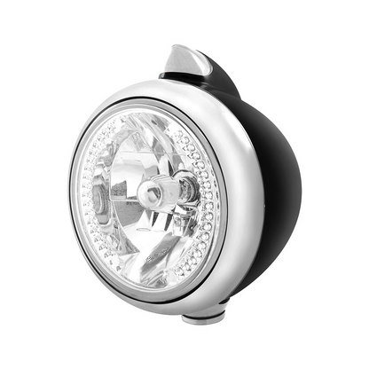 Black Guide 682-C Headlight H4 With White LED & Original Style LED Signal - Clear Lens