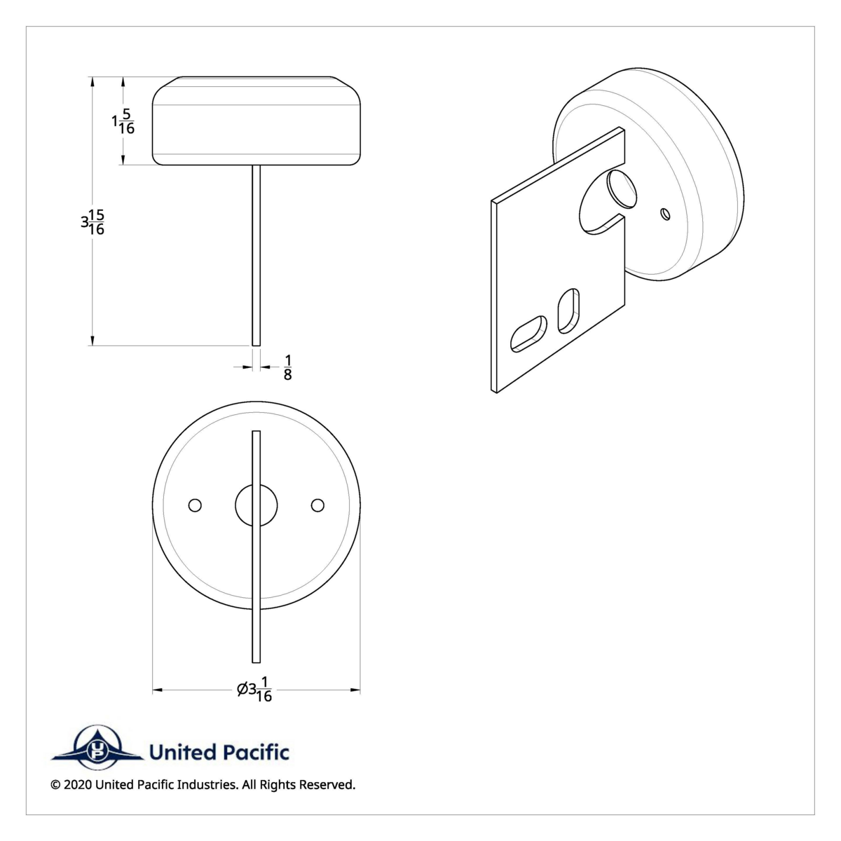 Chrome Steel Mud Flap Hanger End Light Bracket Only