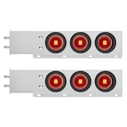 2.5" Bolt Pattern SS Spring Loaded Bar With 6X 4" 13 LED Abyss Lights - Red LED/Red Lens (Pair)
