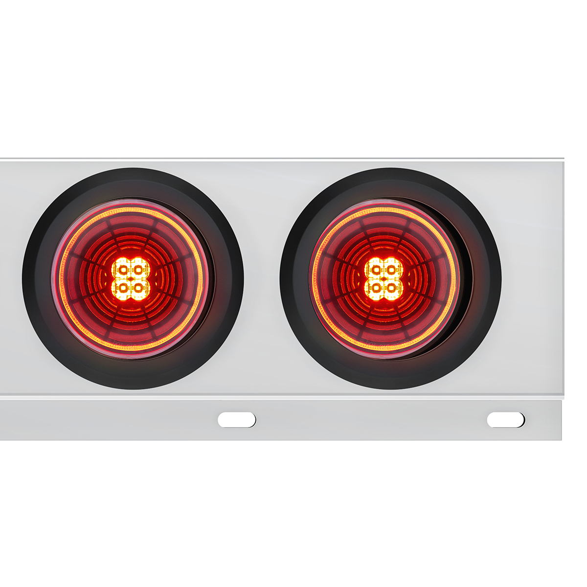 2.5" Bolt Pattern SS Spring Loaded Bar With 6X 4" 13 LED Abyss Lights - Red LED/Red Lens (Pair)
