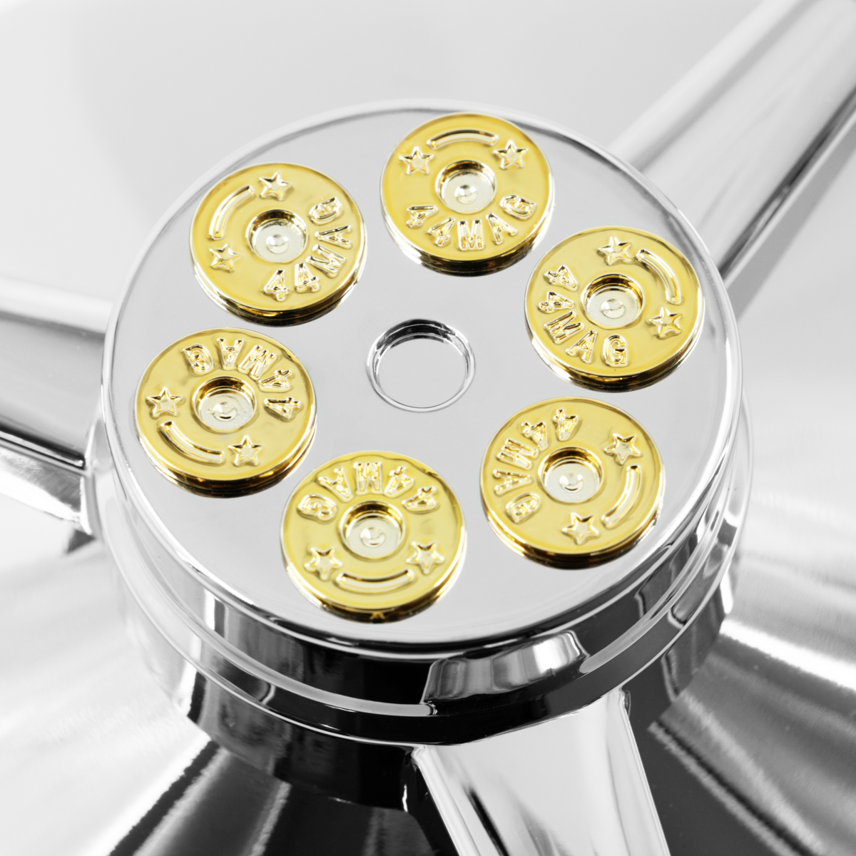 5 Even Notched Chrome Front Hubcap With Gun Cylinder Spinner - 1" Lip
