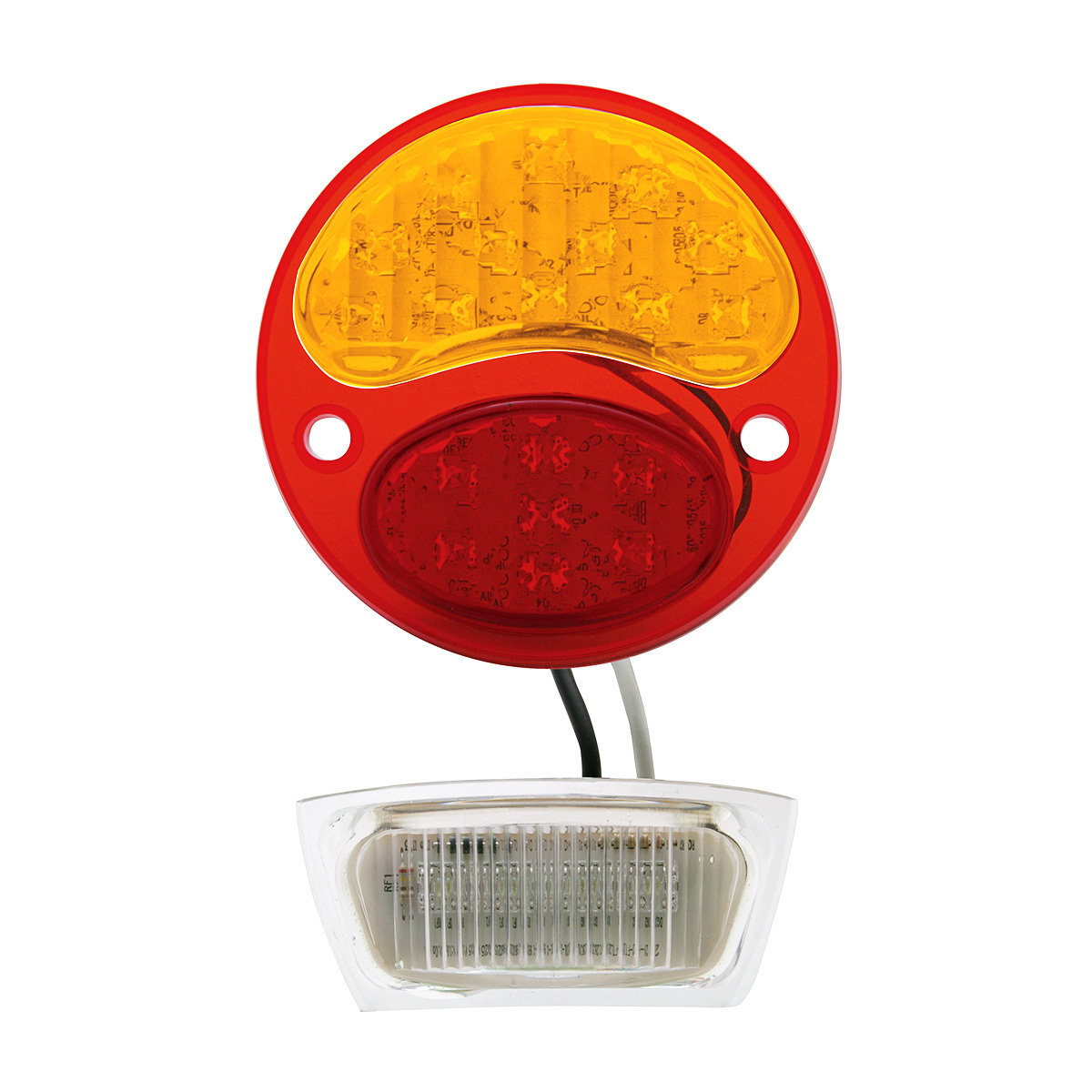 19 LED 6V Tail Light With 4 LED License Plate Light For 1928-31 Ford Model A - L/H, Red & Amber Lens