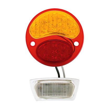 19 LED 6V Tail Light With 4 LED License Plate Light For 1928-31 Ford Model A - L/H, Red & Amber Lens