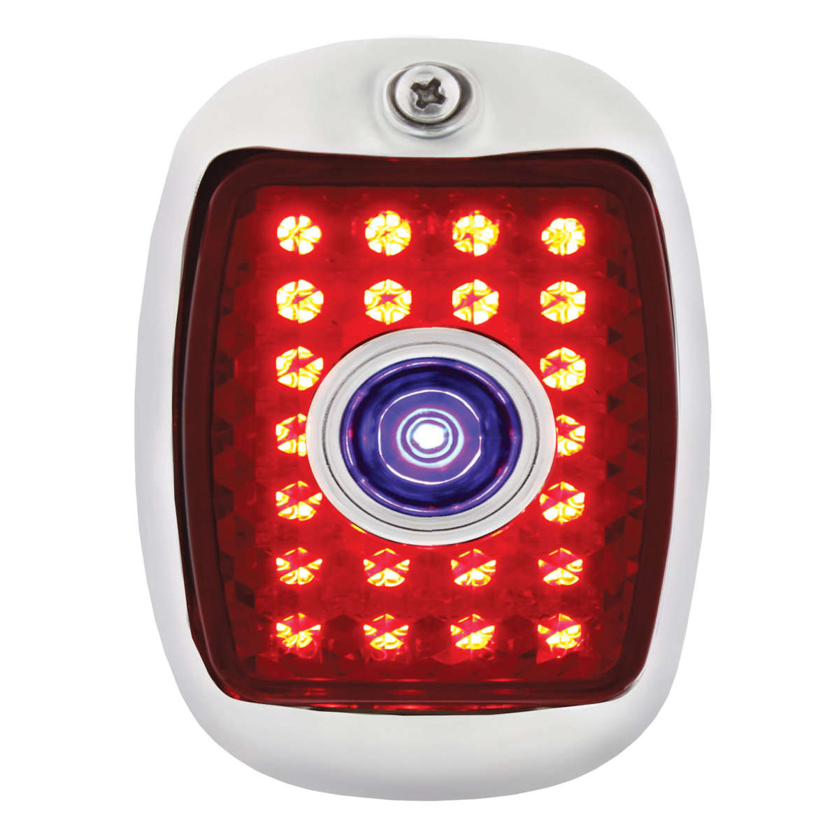 23 LED Tail Light Assembly With SS Housing & Blue Dot For 1937-38 Chevy Passenger Car - R/H