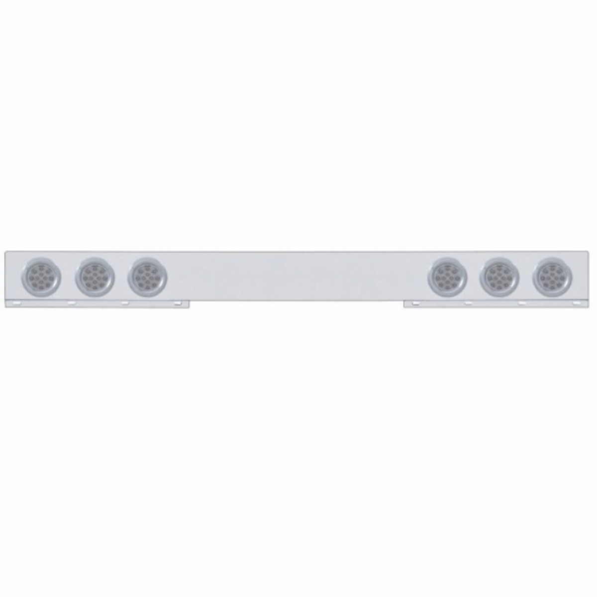 Chrome 1 Piece Rear Light Bar With Six 12 LED 4" Reflector Lights & Bezels - Red LED/Clear Lens