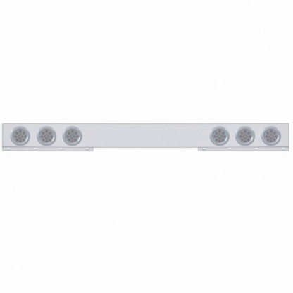 Chrome 1 Piece Rear Light Bar With Six 12 LED 4" Reflector Lights & Bezels - Red LED/Clear Lens