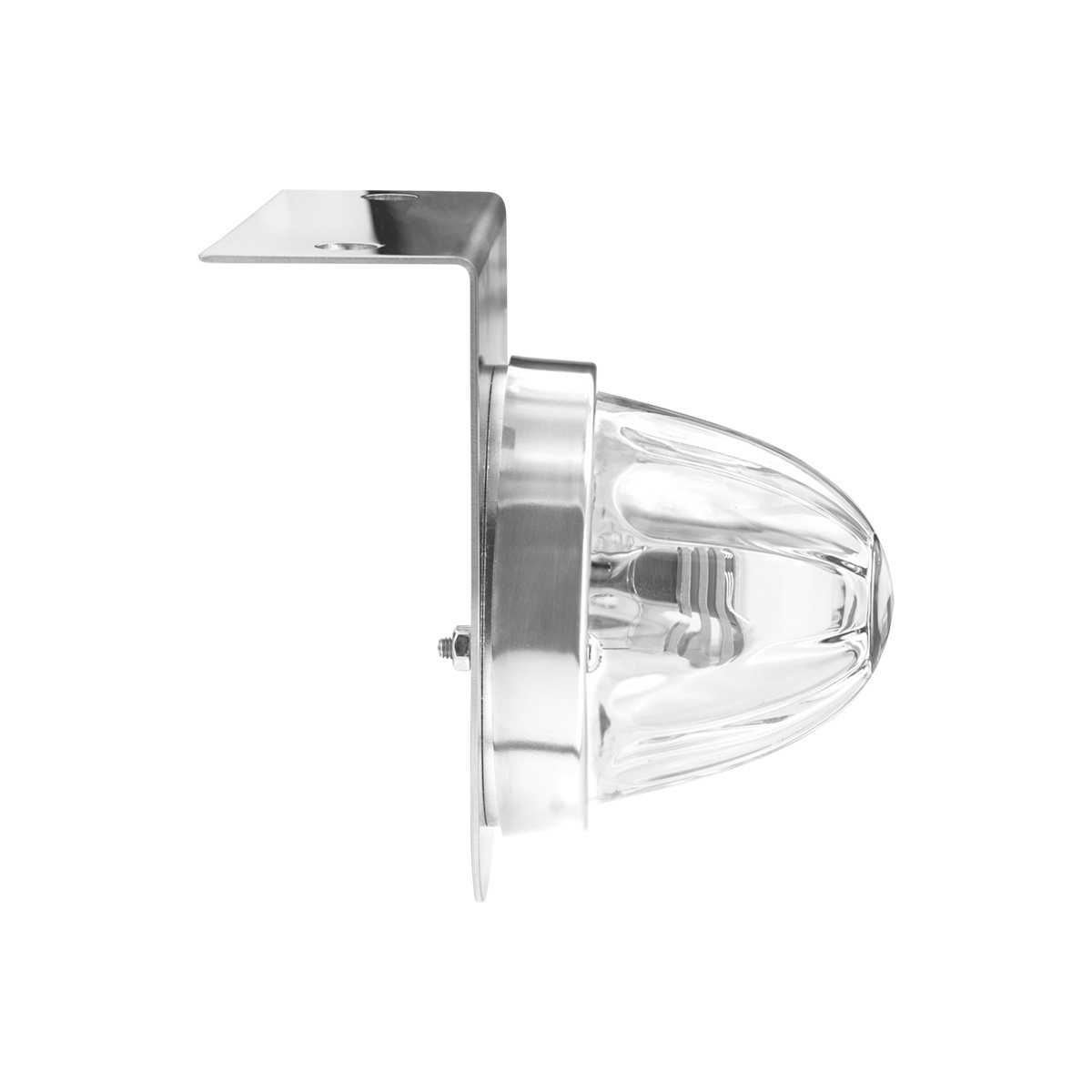 Dual Function Glass Watermelon Light With Stainless Steel Light Bracket Kit With LED Bulb-White LED/Clear Lens